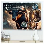 KI Tierkreiszeichen (hochwertiger Premium Wandkalender 2025 DIN A2 quer), Kunstdruck in Hochglanz