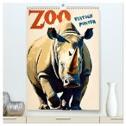Zoo Vintage-Poster (hochwertiger Premium Wandkalender 2025 DIN A2 hoch), Kunstdruck in Hochglanz