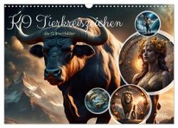 KI Tierkreiszeichen (Wandkalender 2025 DIN A3 quer), CALVENDO Monatskalender