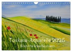 Toskana-Aquarelle 2025 (Wandkalender 2025 DIN A4 quer), CALVENDO Monatskalender