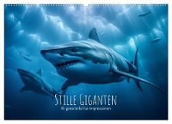Stille Giganten - KI-generierte Hai-Impressionen (Wandkalender 2025 DIN A2 quer), CALVENDO Monatskalender