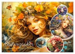 Blütenzauber - Farbenfrohe Illustrationen der Göttin Flora (Wandkalender 2024 DIN A2 quer), CALVENDO Monatskalender