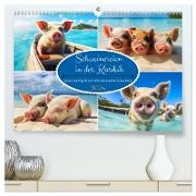 Schweinereien in der Karibik. Sonne und Spaß mit schwimmenden Schweinen (hochwertiger Premium Wandkalender 2024 DIN A2 quer), Kunstdruck in Hochglanz