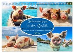 Schweinereien in der Karibik. Sonne und Spaß mit schwimmenden Schweinen (Tischkalender 2024 DIN A5 quer), CALVENDO Monatskalender