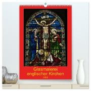 Glasmalerei englischer Kirchen (hochwertiger Premium Wandkalender 2024 DIN A2 hoch), Kunstdruck in Hochglanz