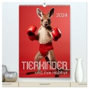Tierkinder und ihre Hobbys (hochwertiger Premium Wandkalender 2024 DIN A2 hoch), Kunstdruck in Hochglanz