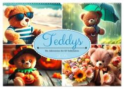 Teddys - Die Jahresreise der KI-Teddybären (Wandkalender 2025 DIN A2 quer), CALVENDO Monatskalender