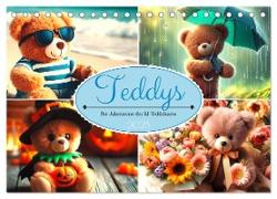 Teddys - Die Jahresreise der KI-Teddybären (Tischkalender 2025 DIN A5 quer), CALVENDO Monatskalender