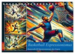 Basketball Expressionismus - Kunstvolle KI Interpretationen des Courts (Tischkalender 2025 DIN A5 quer), CALVENDO Monatskalender