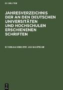 Jahresverzeichnis der an den deutschen Universitäten und Hochschulen erschienenen Schriften, 51/1935, Sachregister und Nachträge