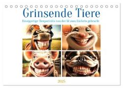 Grinsende Tiere - Tierporträts von der KI zum Lächeln gebracht (Tischkalender 2025 DIN A5 quer), CALVENDO Monatskalender