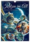 Katzen im All - Katzenastronauten im Kosmos (Wandkalender 2025 DIN A4 hoch), CALVENDO Monatskalender