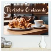 Tierische Croissants (hochwertiger Premium Wandkalender 2025 DIN A2 quer), Kunstdruck in Hochglanz