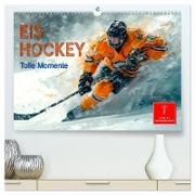 Eishockey - tolle Momente (hochwertiger Premium Wandkalender 2025 DIN A2 quer), Kunstdruck in Hochglanz