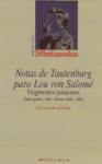 Notas de Tautenburg para Lou von Salomé : fragmentos póstumos, julio-agosto 1882, verano-otoño 1882