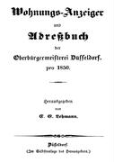 Wohnungs-Anzeiger und Adressbuch der Oberbürgermeisterei Düsseldorf pro 1850