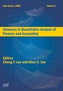 Advances in Quantitative Analysis of Finance and Accounting