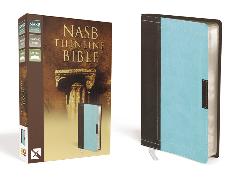 NASB, Thinline Bible, Leathersoft, Brown/Blue, Red Letter Edition