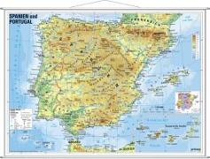 Spanien und Portugal physisch. Wandkarte
