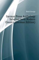 German Prose Anthology Selected from Modern Classics