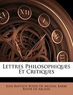 Lettres Philosophiques Et Critiques