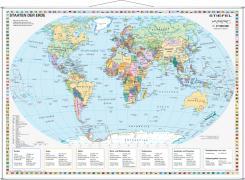 Staaten der Erde, politisch 1 : 40 000 000. Wandkarte Kleinformat mit Metallstäben