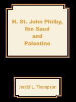 H. St. John Philby, IBN Saud and Palestine